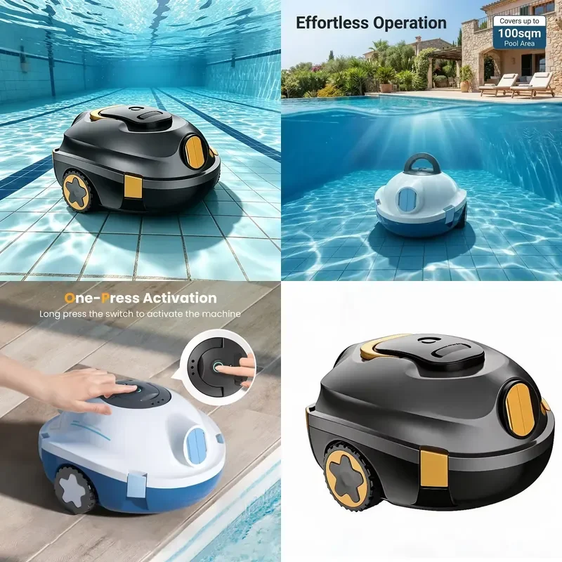 Commercial Remote Control Robotic Pool Rechargeable Cleaner Automatic Intelligent Suction Eco-Friendly Pool Cleaning Tool