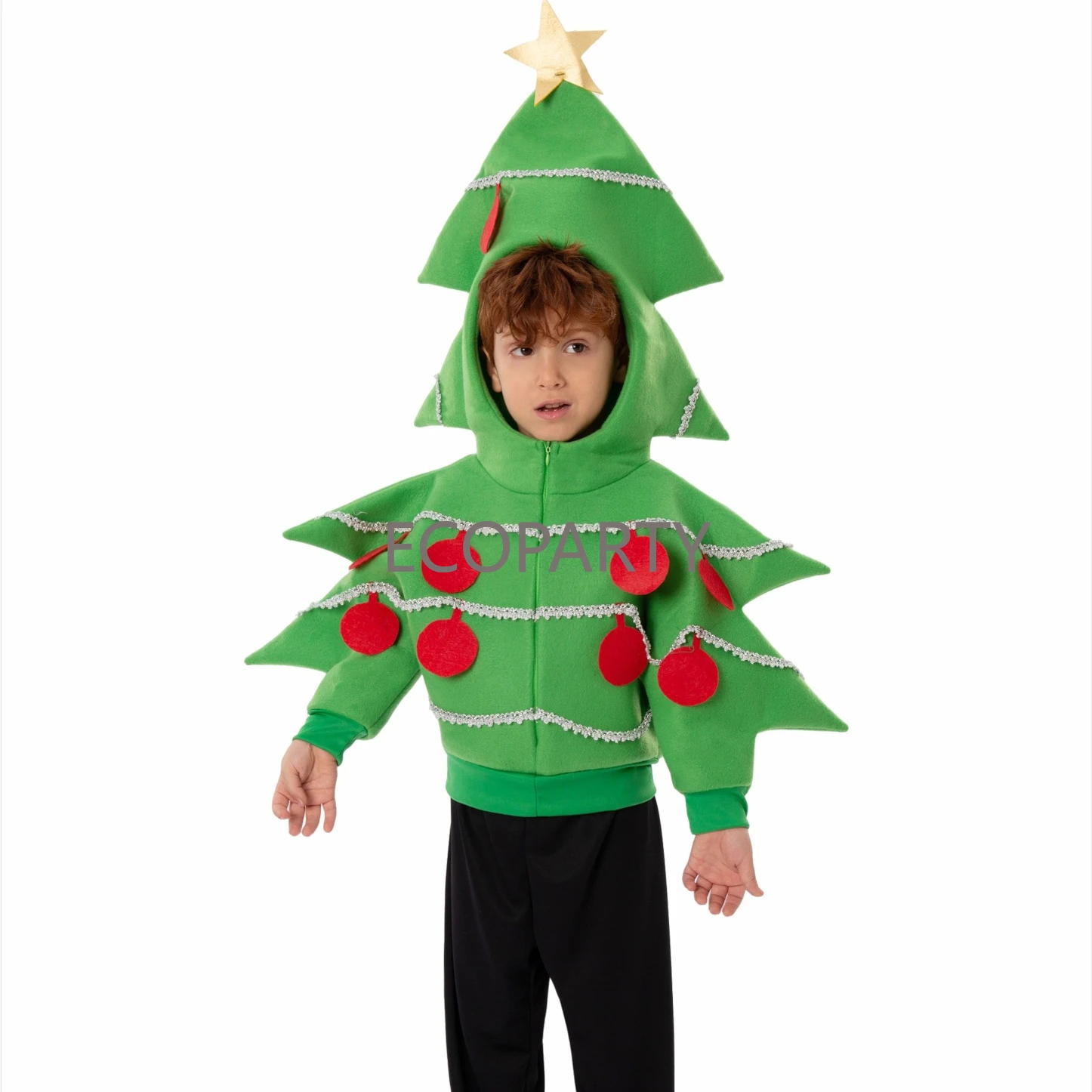 Kids boy Christmas tree costume children coat party holiday school performance costume anime clothes disfraz deguisements cloth