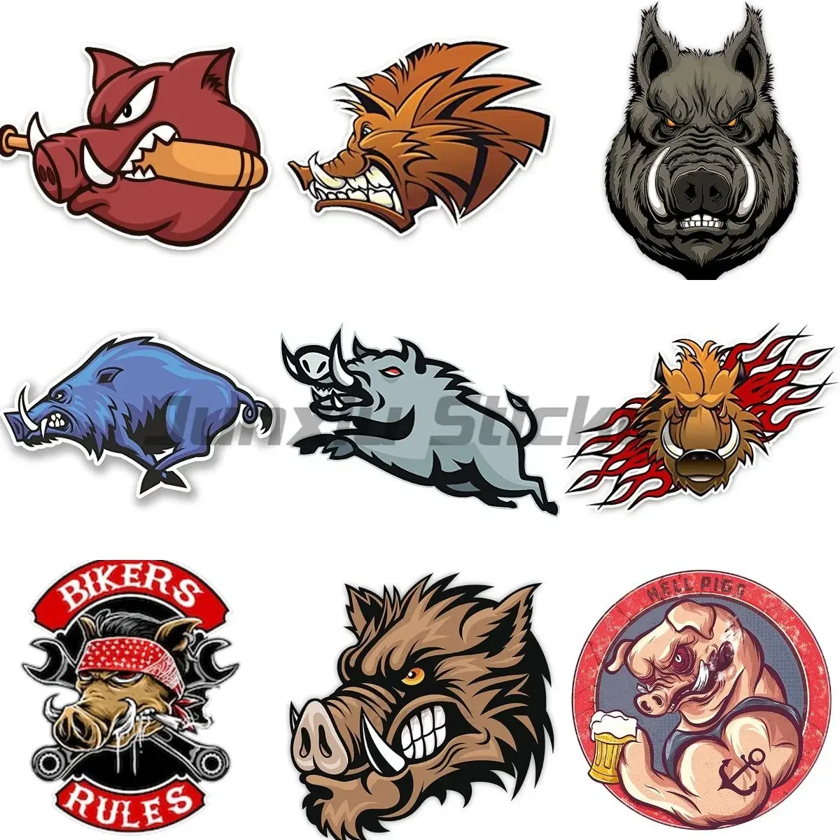 

Personalized Customizable Funny Fierce Wild Boar Helmet Laptop Moto Window Vinyl Sticker Car BumperDecoration Decal Waterproof