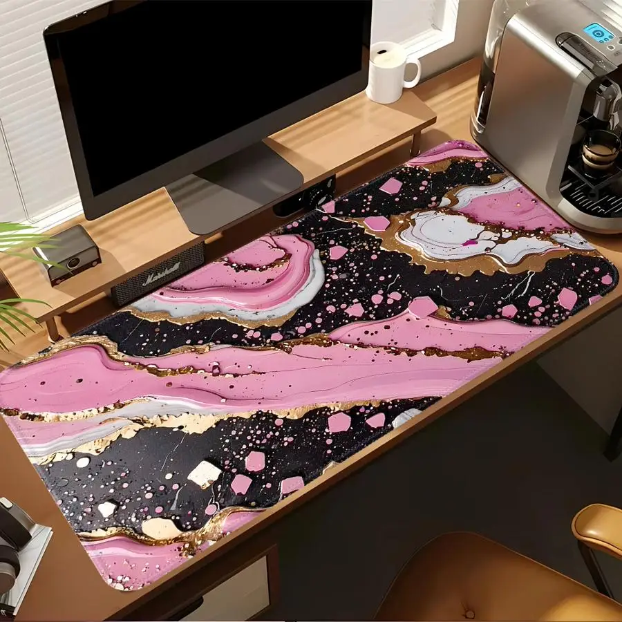 Mouse Pad office Pad Game Console Pad Desk accessories Keyboard Mouse Pad Computer Laptop Pad Anti slip Pink Black Marble