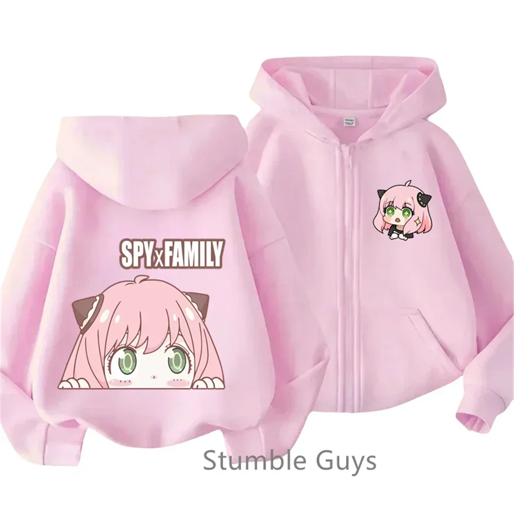 

Kawaii Zipper Hoodie Girls Fashion Kids Clothes Boys Trucksuit Anya Sweatshirt Spy X Family Long Sleeve Children Casual Tops