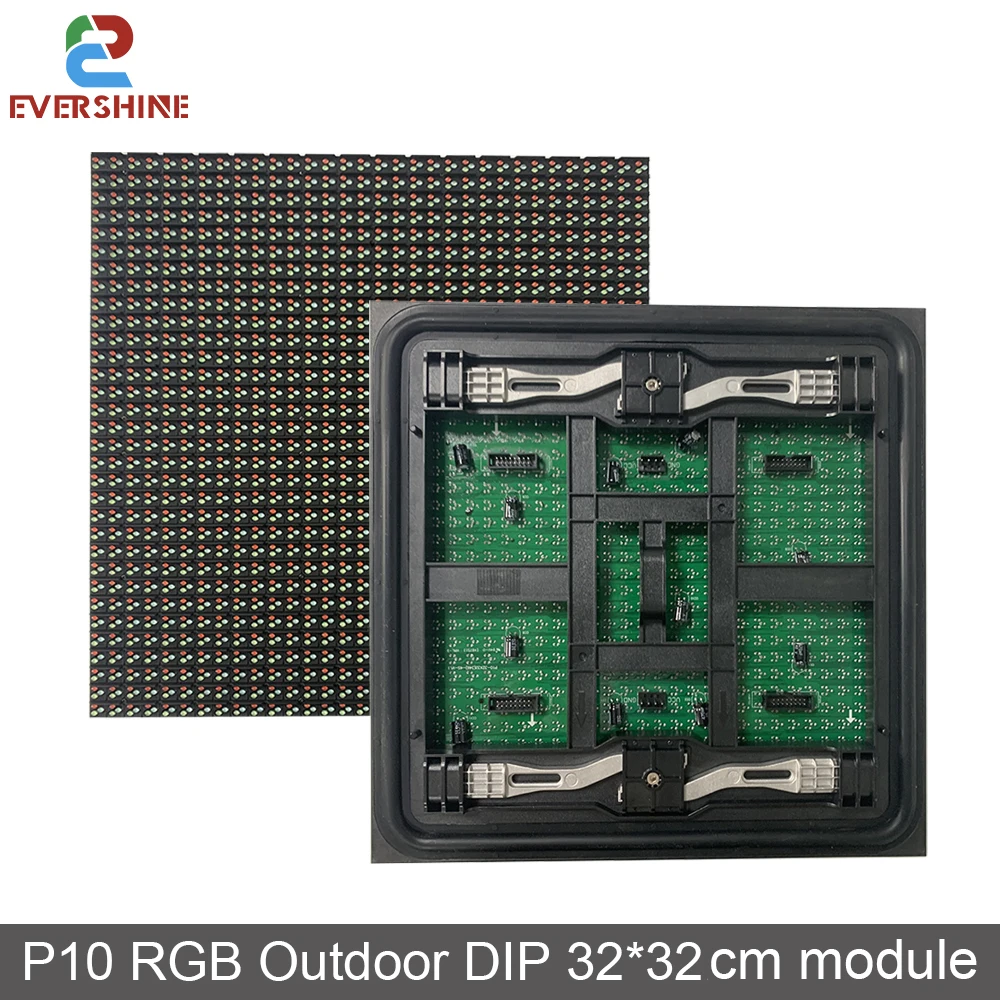 DIY LED Outdoor P10 DIP Plug-in Light, High Brightness 320*320mm RGB Module 32*32 Pixels Display IP68 Front Maintenance Screen