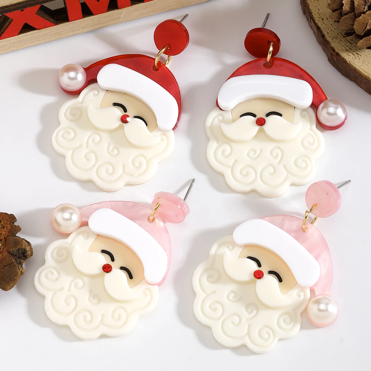 Dvacaman Cute Santa Claus Acrylic Earrings,Festival Holiday Party Women Accessories Perfect Christmas Gift for Lover and Friends