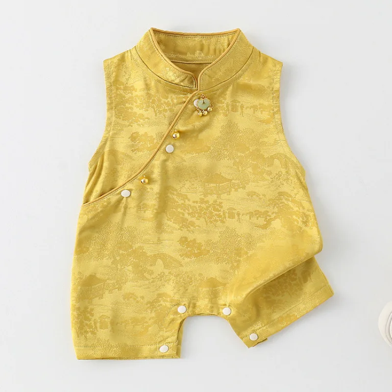 Summer Rompers Newborn Girls Clothes Chinese Style Cute Fashion Print Sleeveless Jumpsuits Baby Boy Stuff Toddler Clothing B124