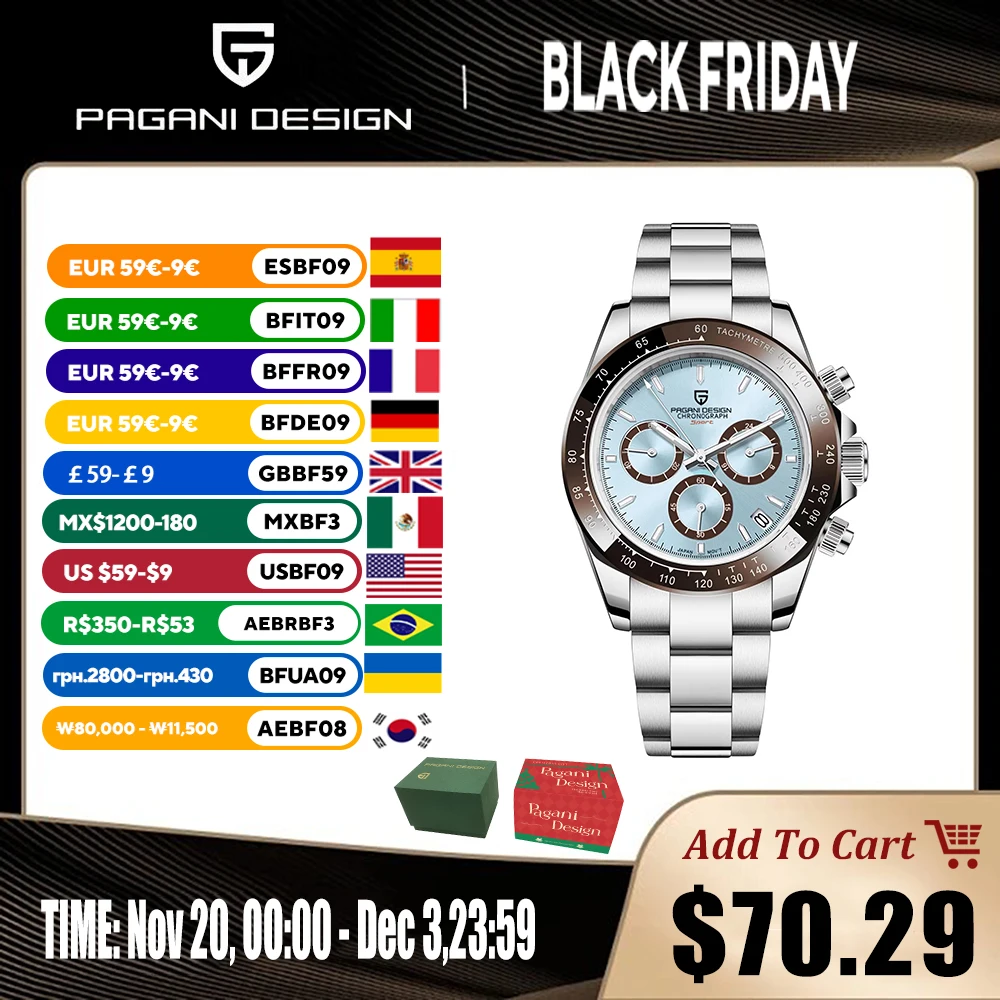 

PAGANI DESIGN мужские часы 2025 новые кварцевые часы для мужчин роскошный хронограф полный календарь Топ светящиеся наручные часы водостойкие