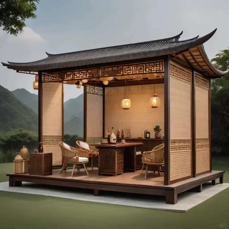 Hexagonal Pavilion Modern Chinese-style Manual Pavilion For Imperial-Style Estate