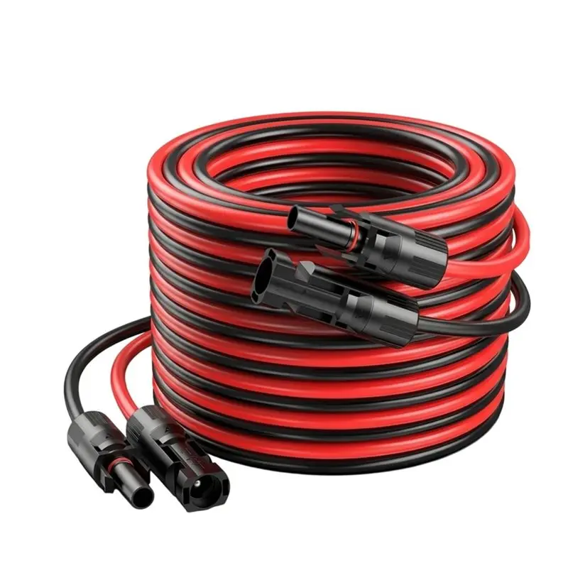 ABUG-Solar Extension Cable For Jakery/Renogy/Anker/Ecoflow-1 Pair Red And Black Double Ends Solar Panel Cable