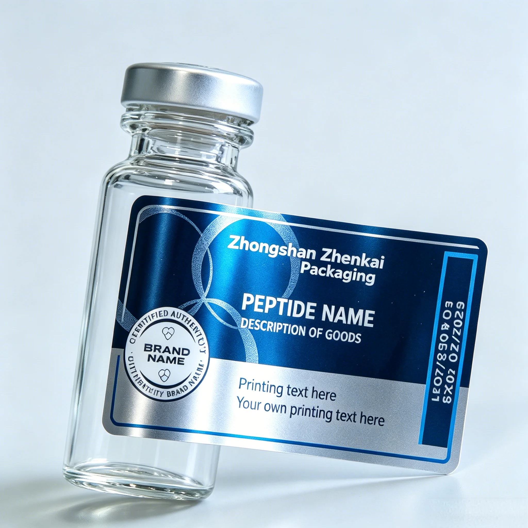 3ml 10ml Handfill Peptide Glass Bottle Custom Waterproof Decal Labels Self Adhesive Stickers Custom Carton Boxes
