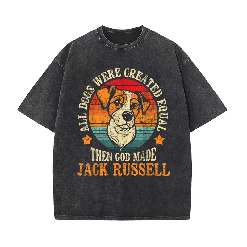 

All Dogs Were Created Equal Jack Russell Terrier Dog Lover T-shirt Men's Tee Shirts Short Sleeve Male Clothes Fashion