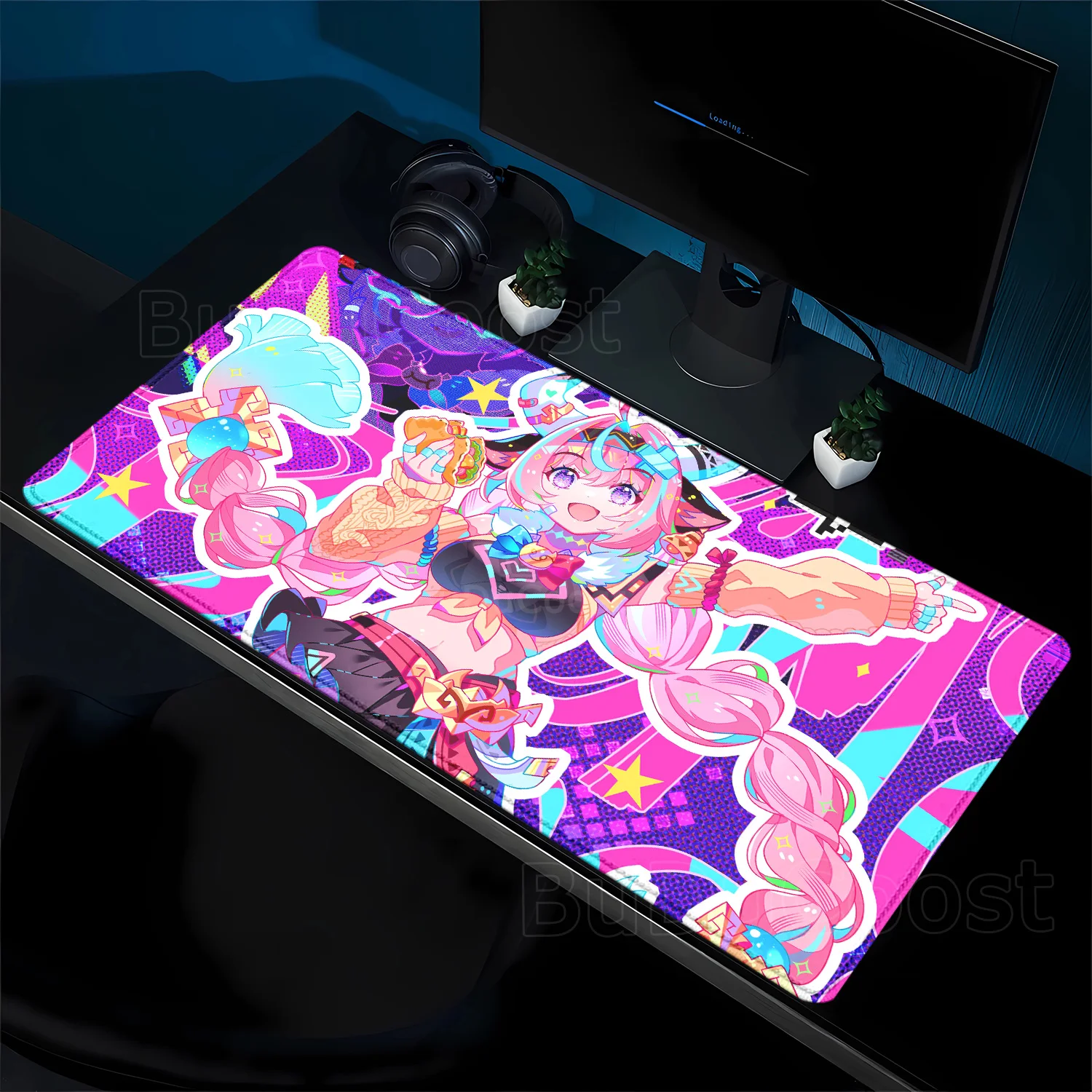 XXL 90x40cm Fantasy Thunder Girl HD Gaming Mouse Pad Non Slip Rubber Stitched Edge Desk Mat For PC Laptop Office Gift