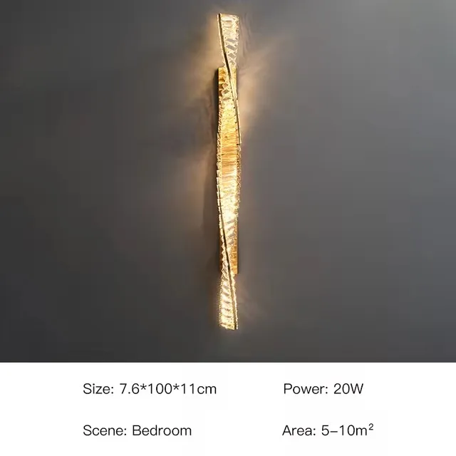 luxury crystal wall lamp for living room hall villa Stair TV background decoration led lighting Long strip gold sconces light