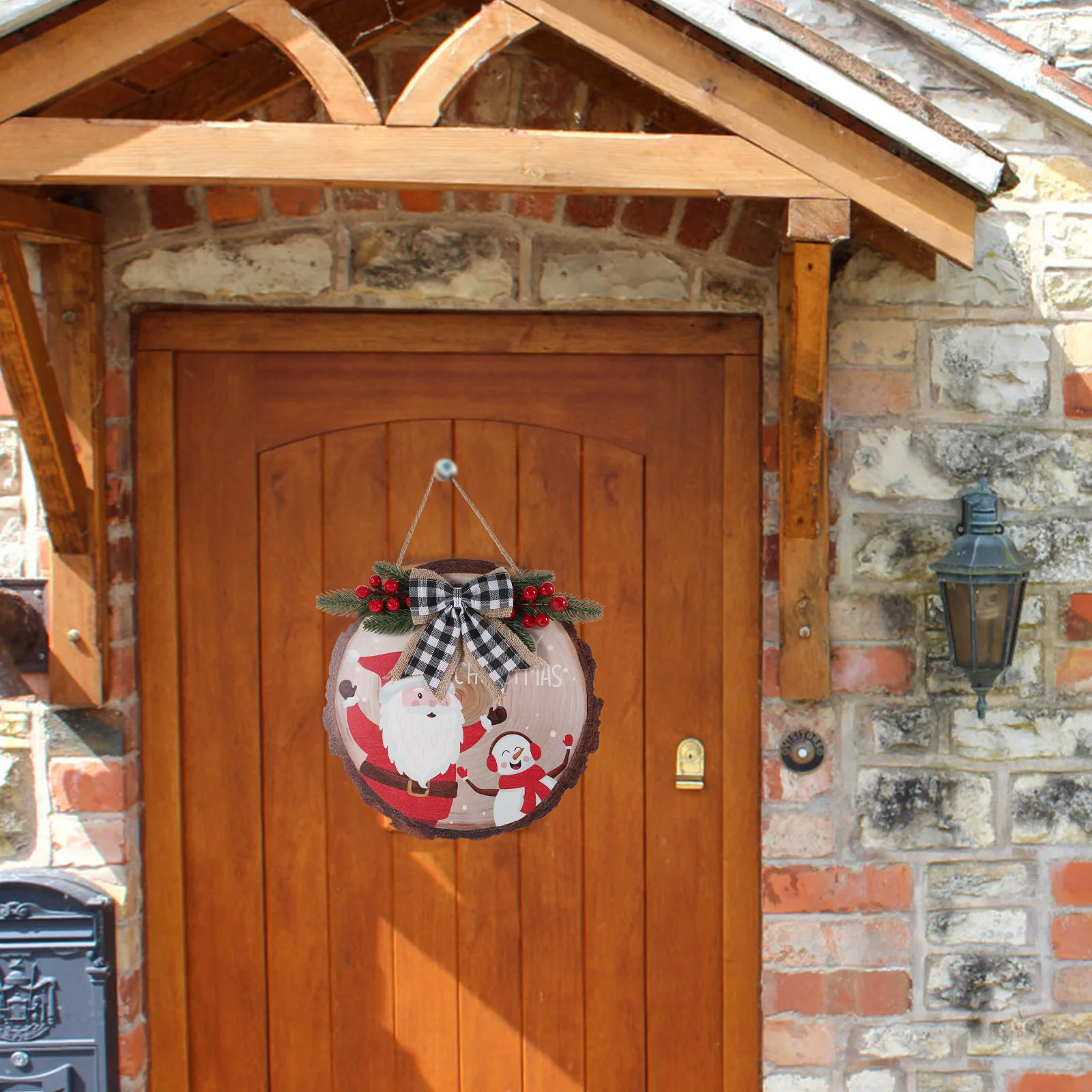 

Wooden Hanging Sign Christmas Door Plaque Material Rustic Charm Festive Holiday Welcome Wreath Xmas Door Sign
