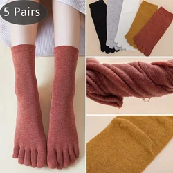 5 Pairs Cotton 5 Finger Short Socks Woman Girl Solid Breathable Soft Elastic Harajuku Socks With Toes Street Fashion Spring