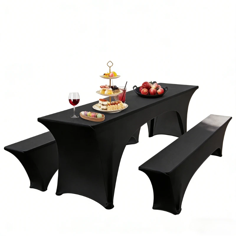 3Pcs Spandex Table Cover Open Back Fitted Polyester Tablecloth Stretch Washable Tablecover Table Toppers for Home Camping 2026
