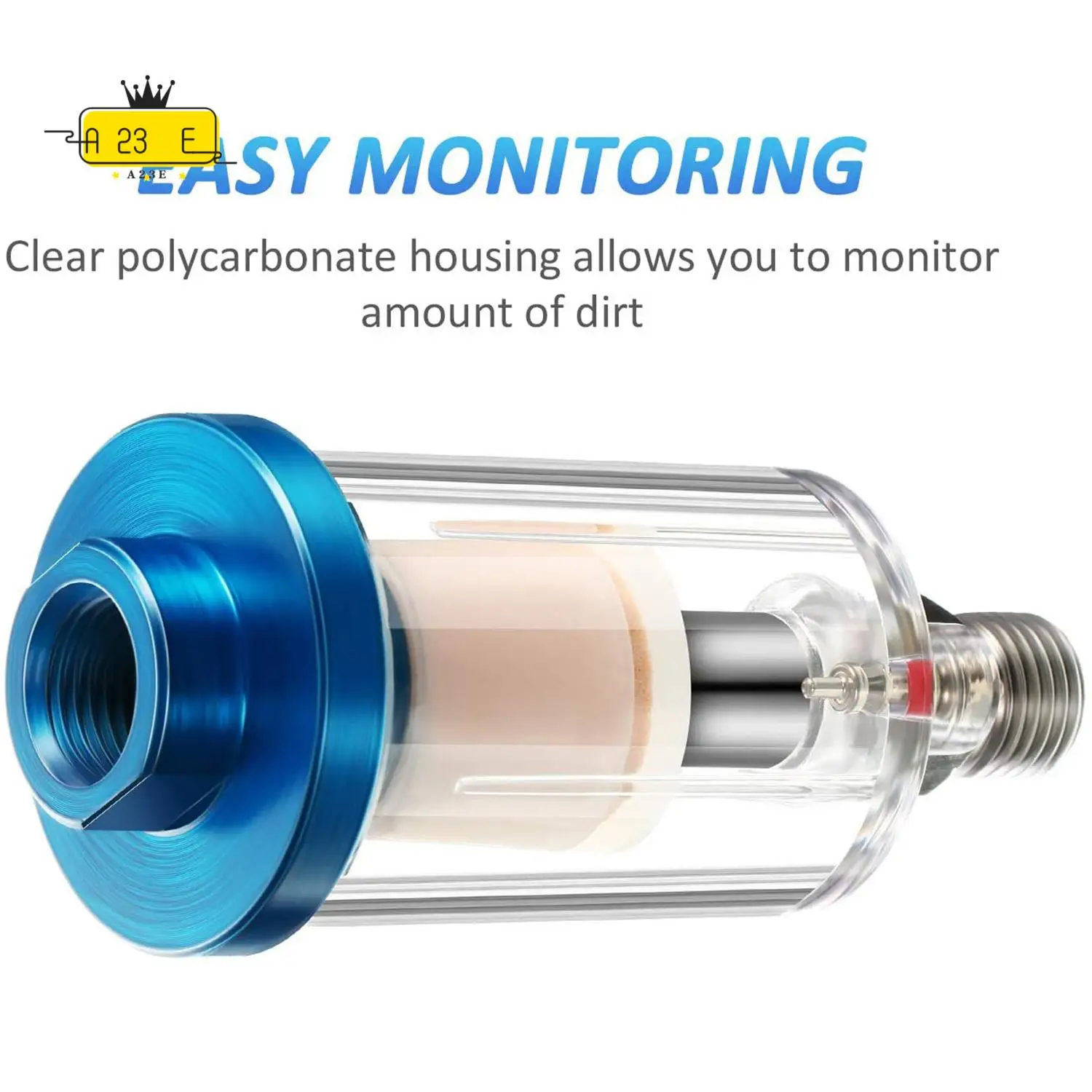 

A23E-3 Pieces Water Oil Separator Filter Airbrush Filter Moisture Separator For Air Line Compressor Fitting, 1/4 Inch NPT Inlet
