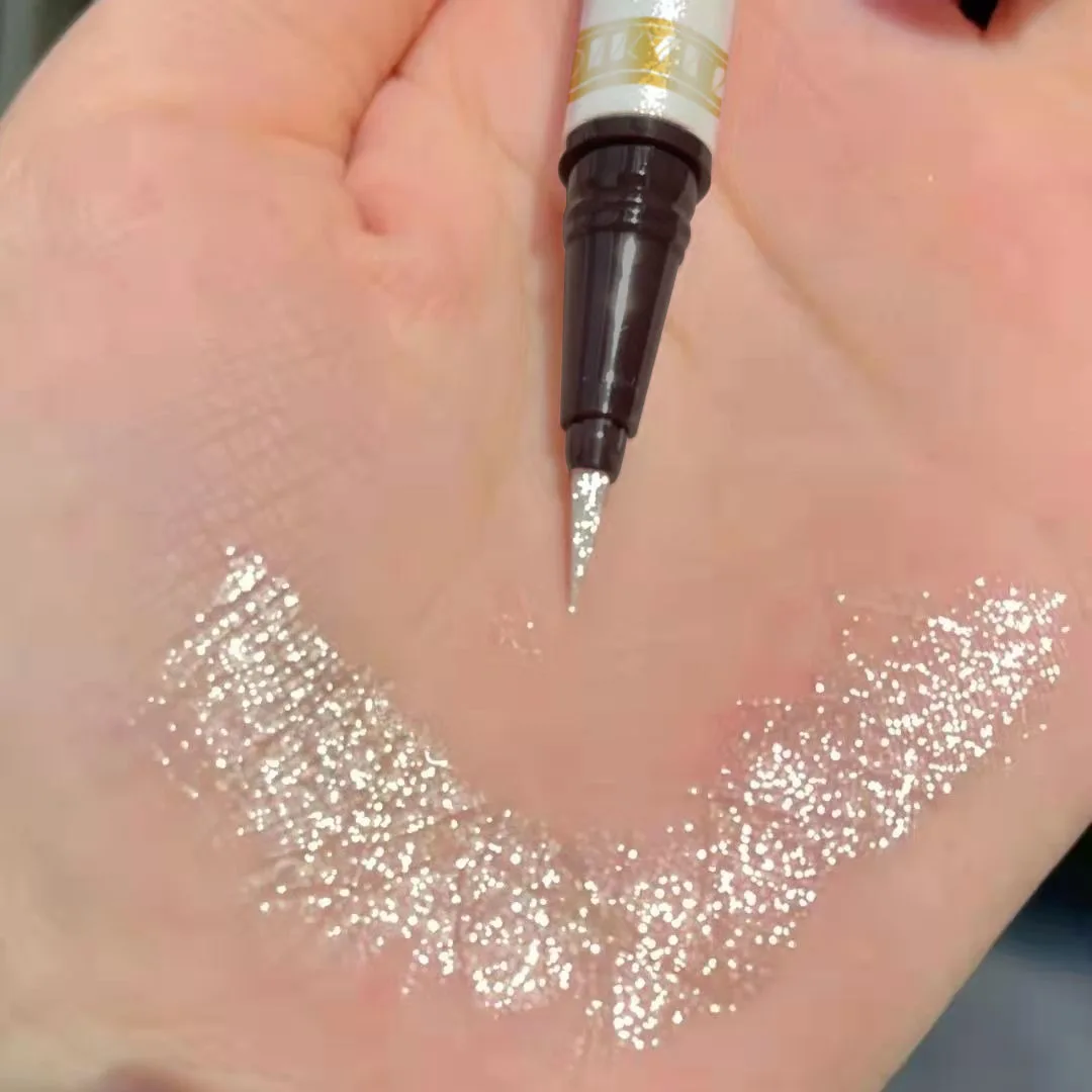 アイライナーペンは目を明るくします 2 in 1、超極細、光沢のある、高光沢のパールアイライナー、自然で長持ちします