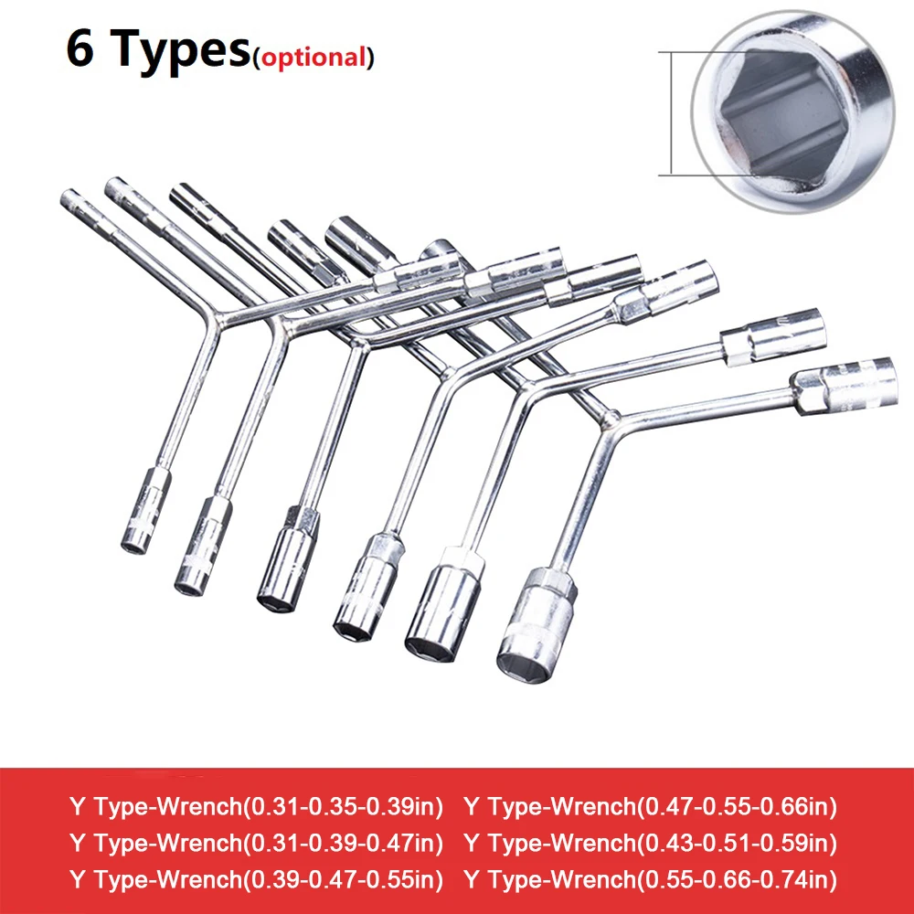 Multi-padrão vanádio aço soquete Wrench Set, Y tipo Sockets, bicicleta e bicicleta, alta qualidade, 8mm, 10mm, 12mm