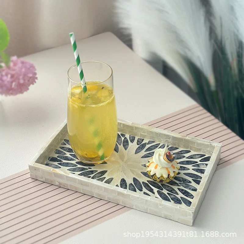 Original Light Luxury Shell Table Runner, European Round Trays, Wedding Storage Bowl, High-end Home Tableware Arrangement, Party