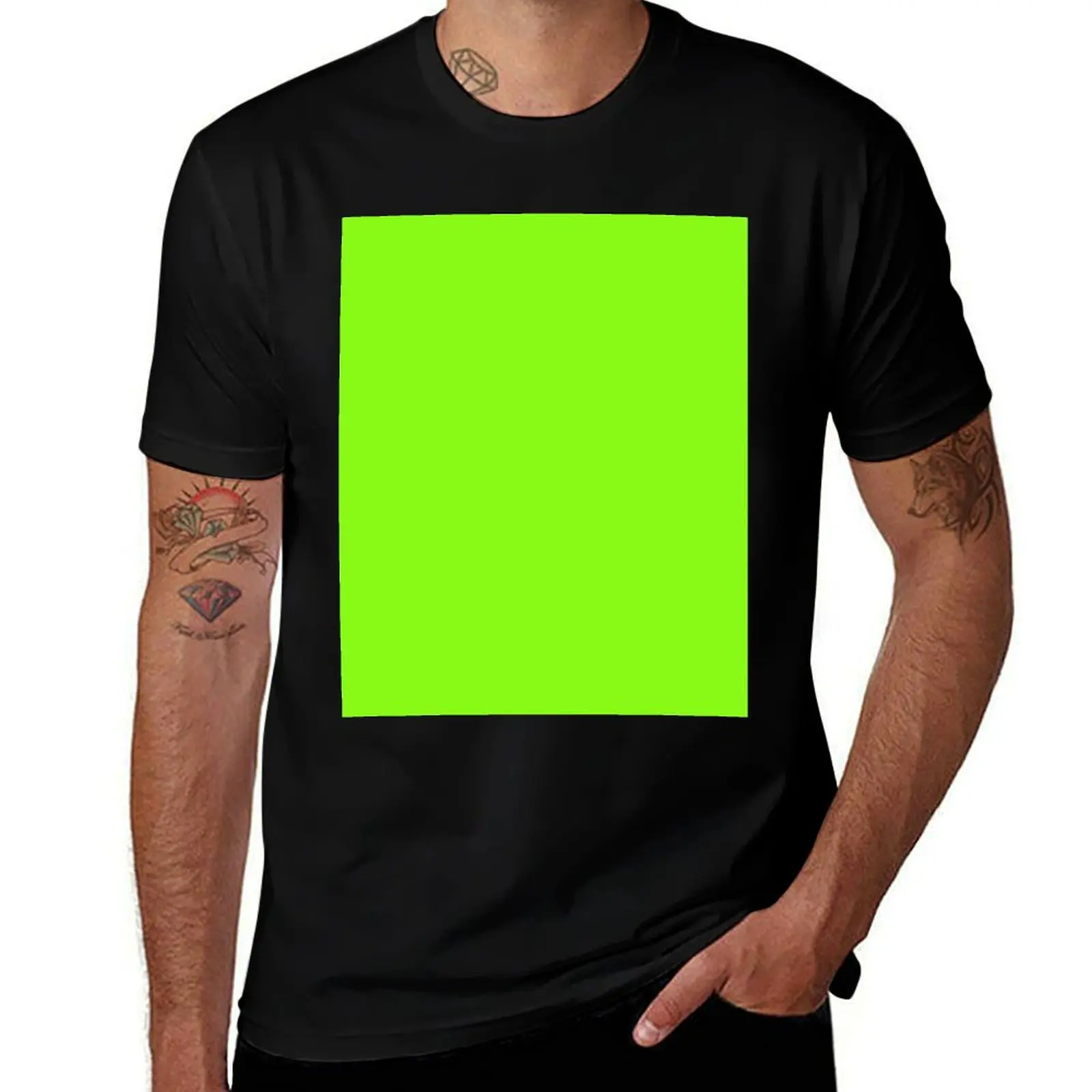 

Super Bright Chartreuse Solid Neon Green T-Shirt mens graphic t shirts man t shirts for men casual anime tshirt T-shirt