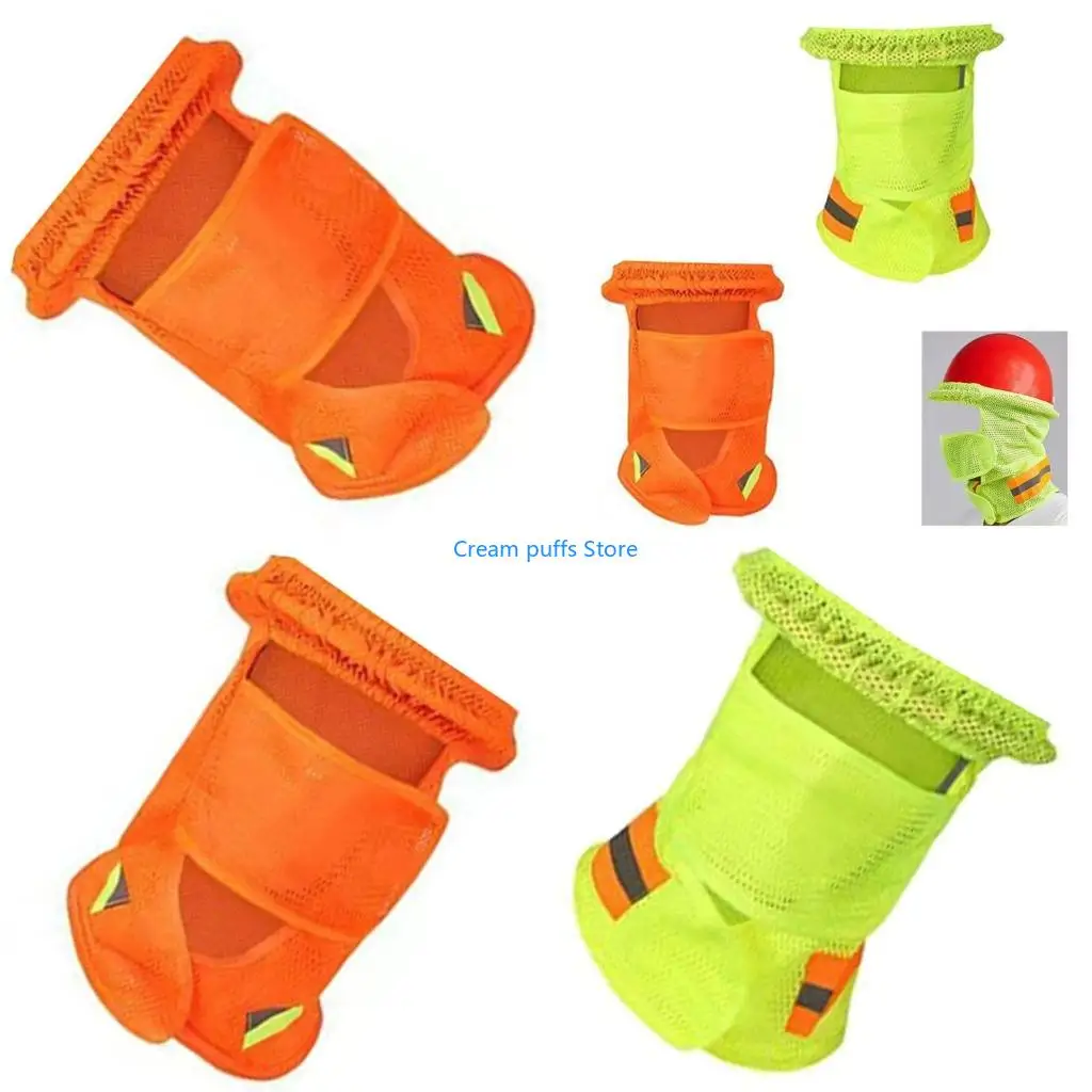 50LE Neck SunVisor with Reflective Stripe for Construction Site High Visibility Tangerine Yellow Outdoor Activity