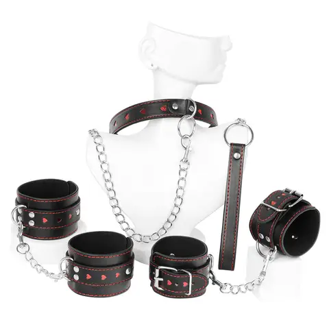 3pcs/Set High Quality Heart PU Leather Bondage Kit Restraints Handcuff Shackles SM Collar sexx Toys For Couples Flirting Toys