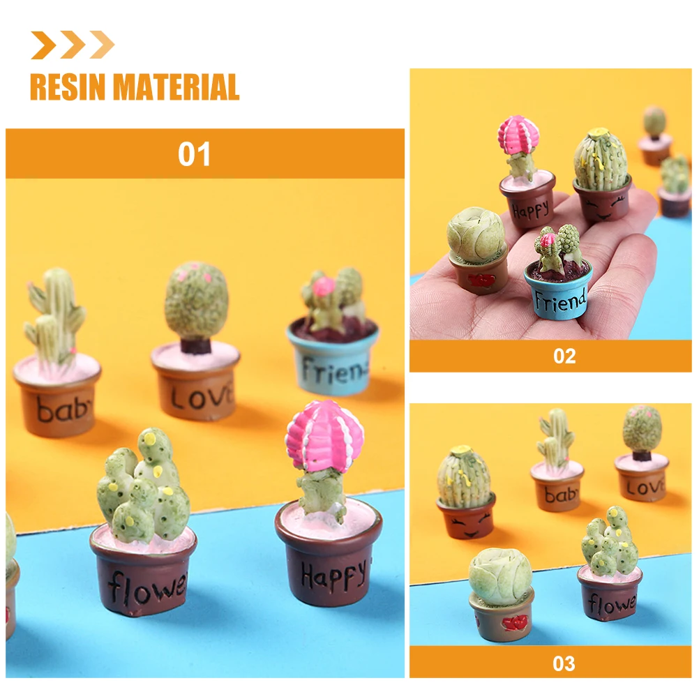 

6 Pcs Three-dimensional Plant Potted Plants Simulation Mini Succulent Ornament Decor Dollhouse Resin Fake Office