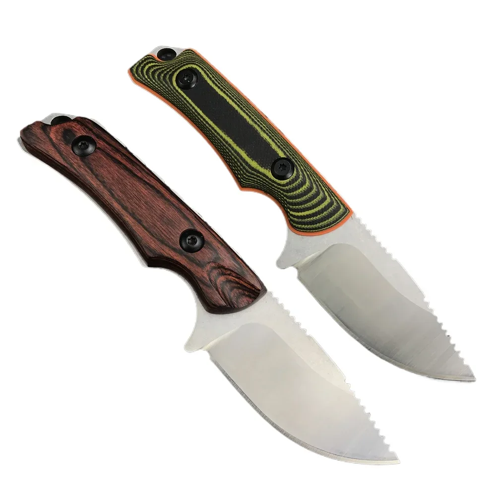 BM 15017 Hunt Hidden Canyon Hunter Mini Drop Point Fixed Blade Knife Wood / Orange G10 Handle Tactical Survival Camping Knives