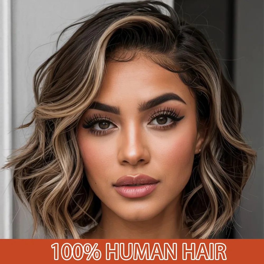 

Короткие объемные кудрявые парики для чернокожих женщин, парик из натуральных волос с боковым пробором 4x4, пышные кудри, 180% плотность, короткие парики с небрежными волнами