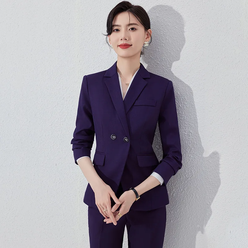 Purple Blazer for Women2024Autumn Winter High-end Korean Style Elegant Goddess Professional Suit Manager Workwear