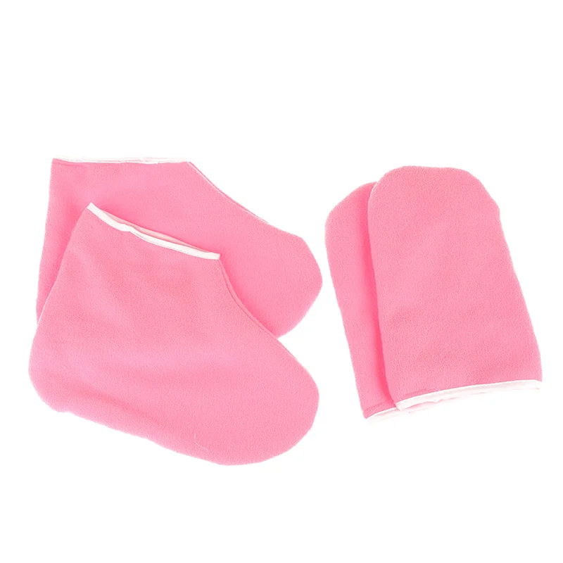 1 คู่ขี้ผึ้งพาราฟินผ้าฝ้าย Footmuffs Booties Hydrating Mask Spa Moisturizing ถุงเท้าถุงมือครอบคลุม Bath Liners
