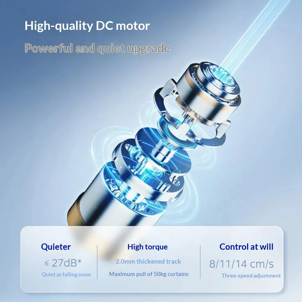 Smart Electric Curtain Track Hidden DC Silent Motor Auto Open/Close with Scene Linkage Customizable Smart Home Curtain Rail
