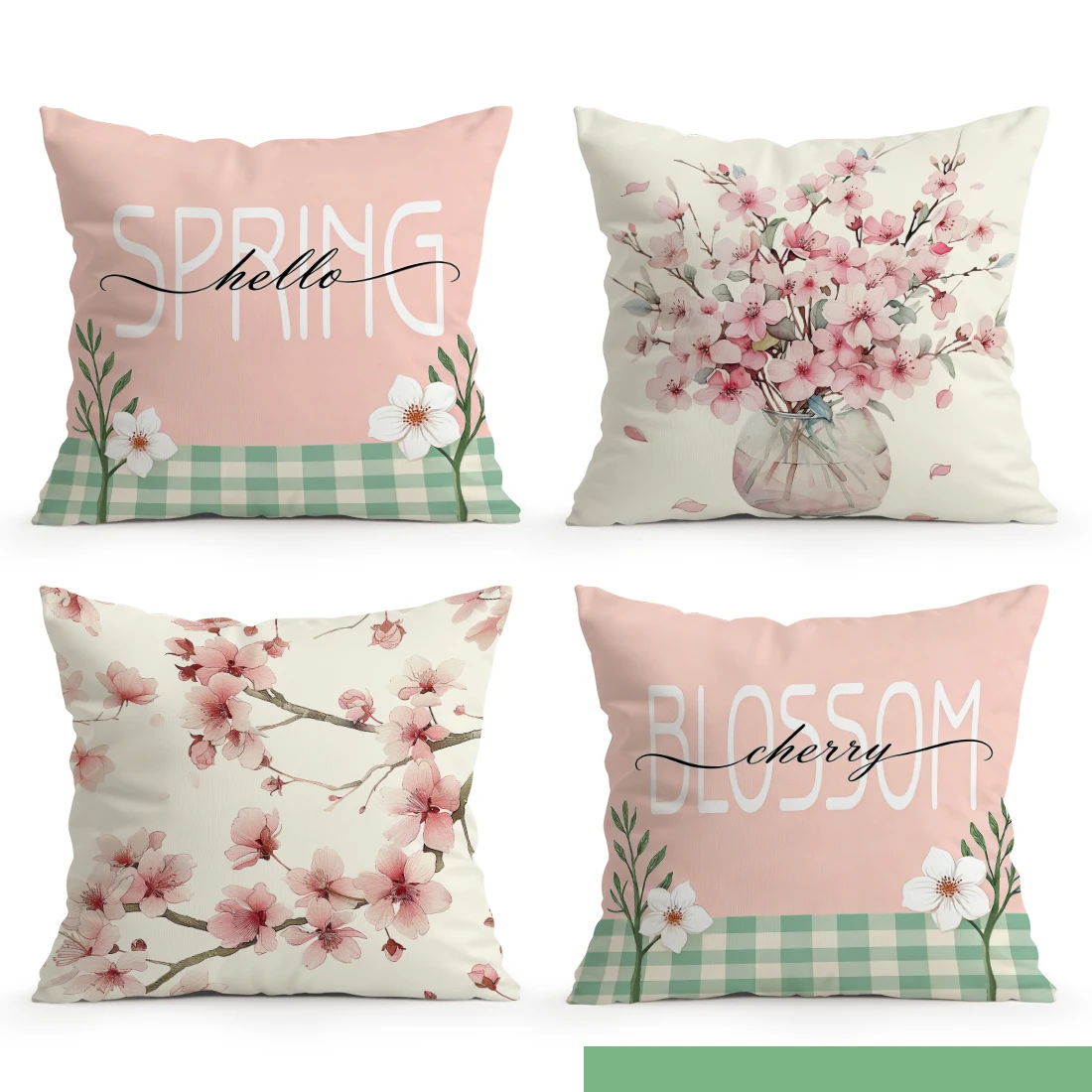 Spring Cherry Blossom Pillowcase Printed Polyester 40/45/50cm Throw Pillowcover Decorative Sofa Cushion Pillowslip Home Decor