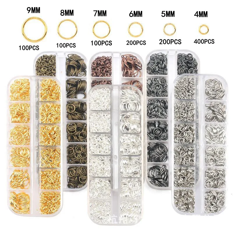 1100pcs Iron Material Flat Open Jump Rings 4-9mm Jewelry Accessory Materials