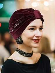 Fasce per capelli fascia per capelli con strass rosso e nero fascia per capelli in velluto fascia per capelli elastica con turbante annodato copricapo accessori per capelli per ragazze da donna