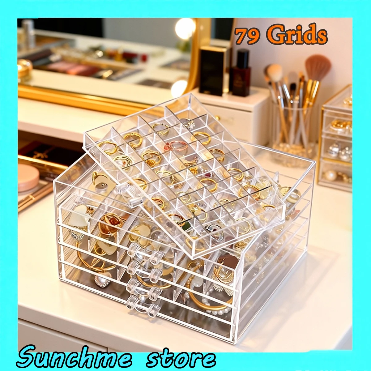 

Прозрачная 5-слойная шкатулка для драгоценностей с 79-слотовым держателем для сережек, домашний органайзер большой емкости для ожерелья, колец, пылезащитный чехол для хранения
