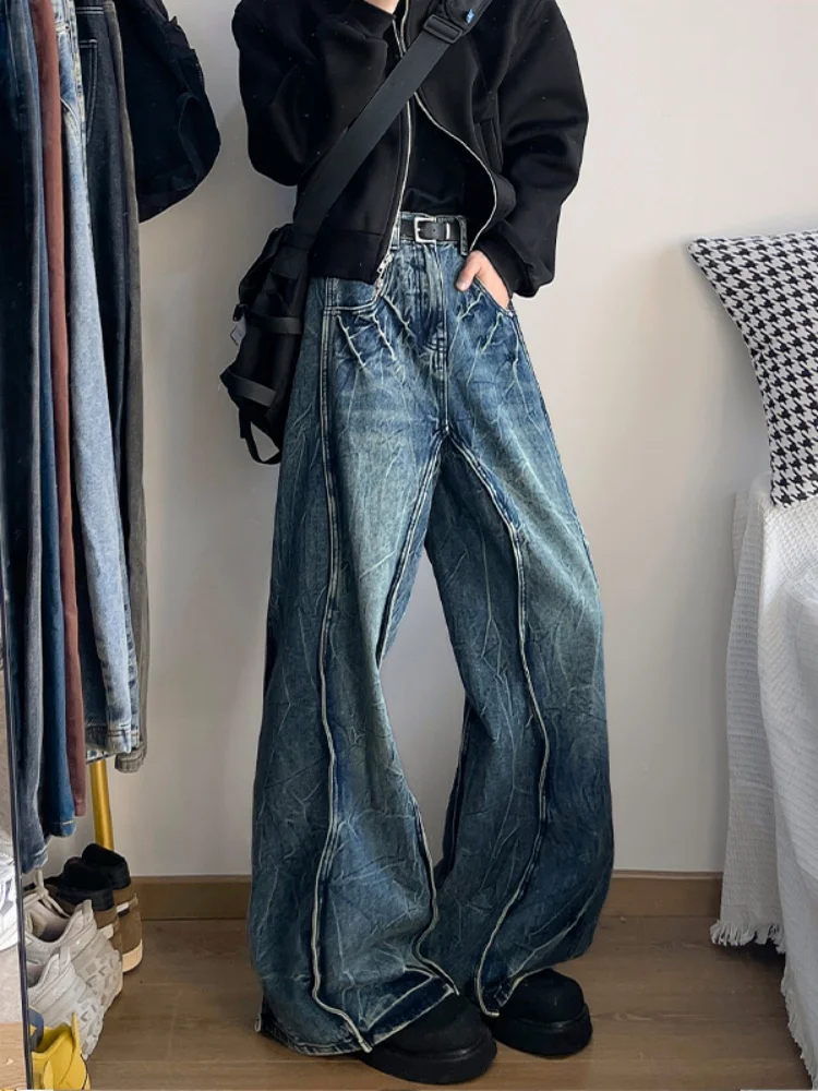 

Мужские джинсы Waed Denim, осень 2024, новая трендовая модель, прямые широкие брюки с небольшим узором, длина в пол