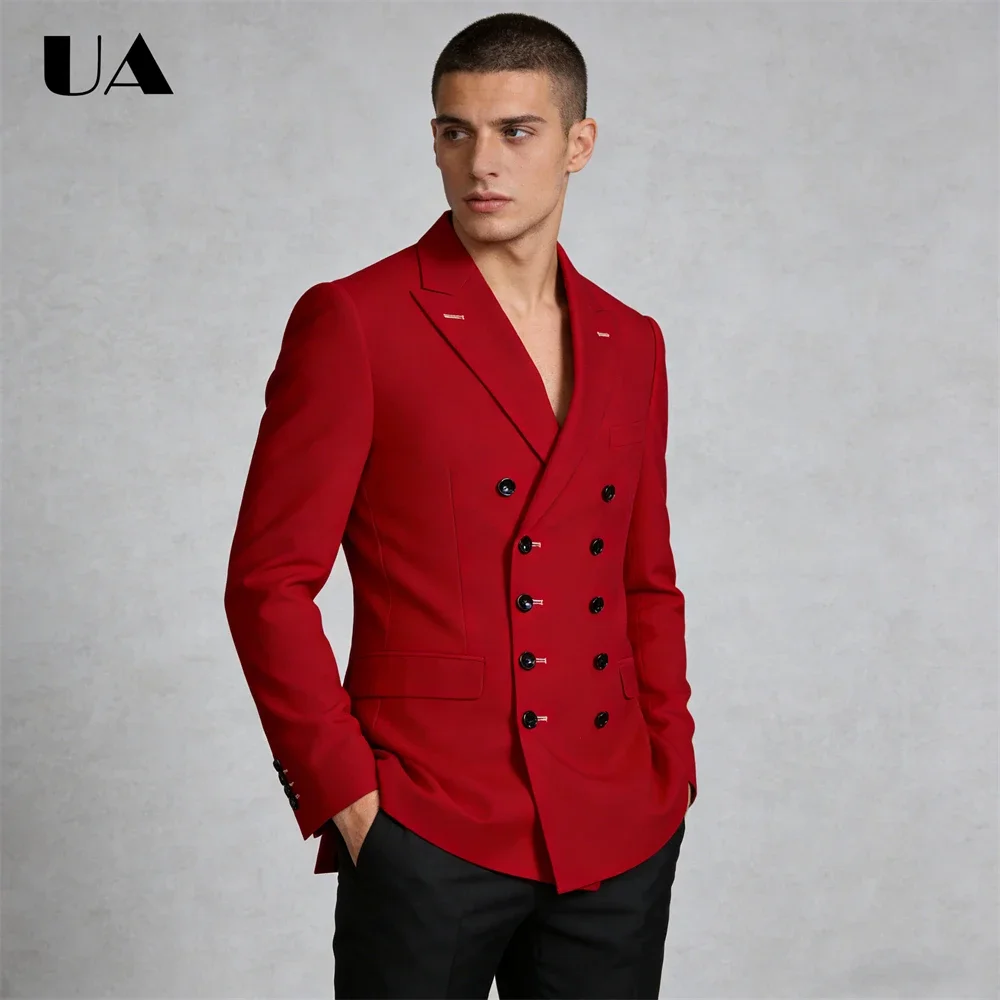 

(Только пиджак) ULBYANRY 2026 Новый мужской двубортный пиджак с отложным воротником, современный стиль, индивидуальный размер и цвета