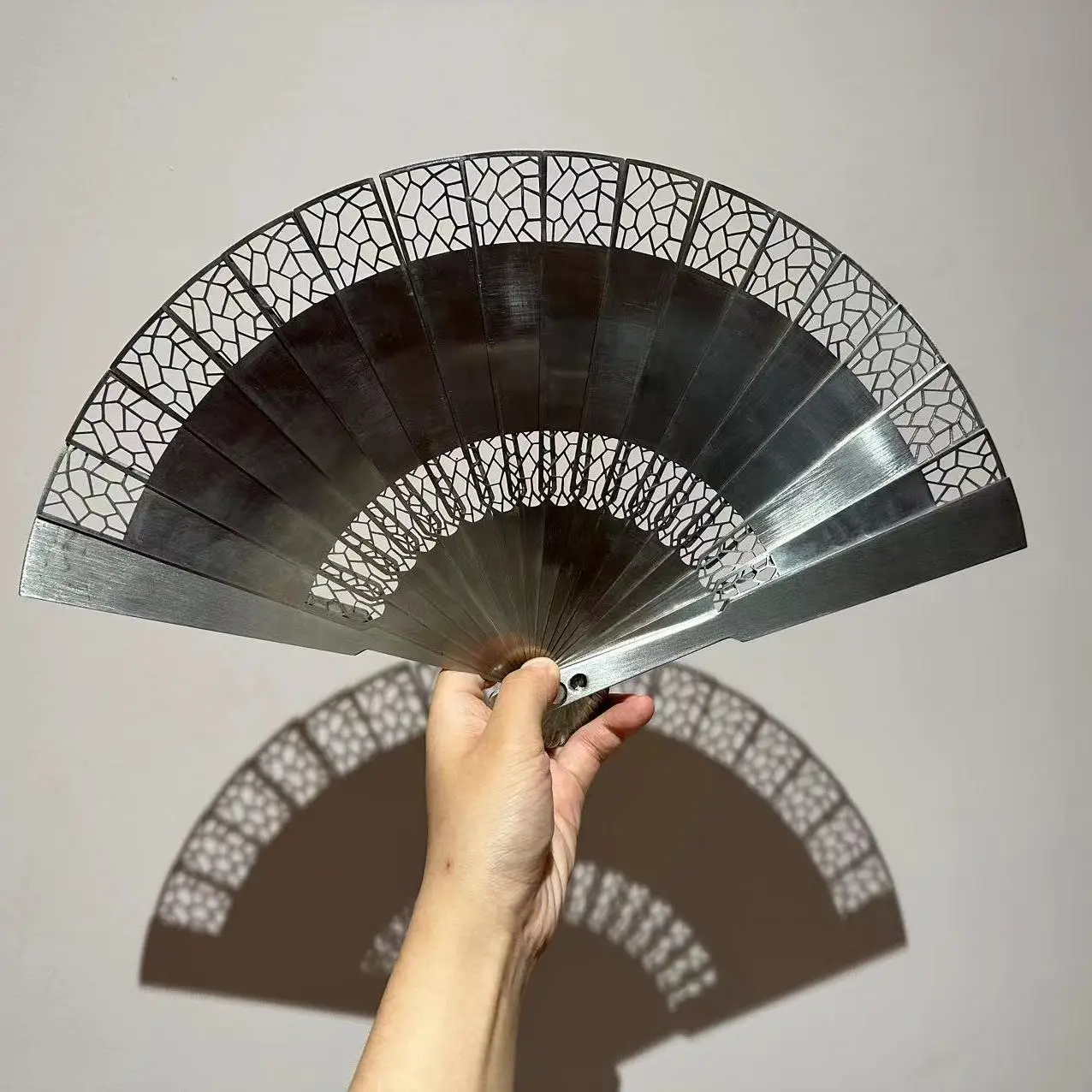 Exquisite Metal Stainless Steel Fan Hollow Folding Fan Dance Chinese Ancient Style Gift for Friends Self-Defense Props