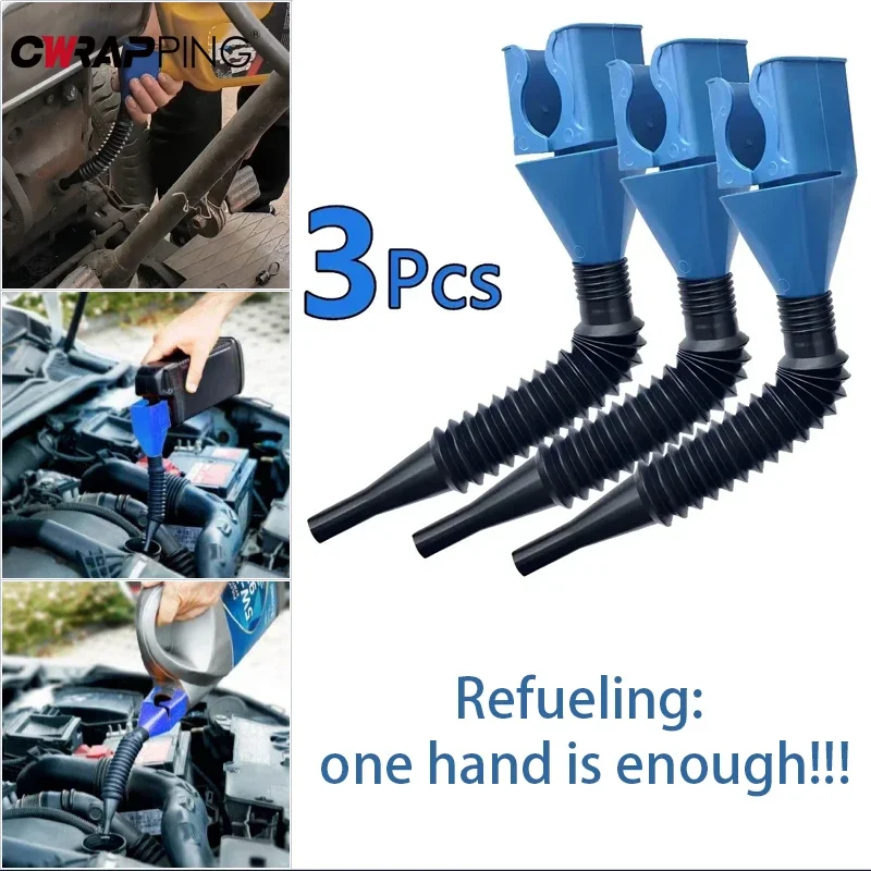 1/2/3pcs Motorcycle Telescopic Refueling Filter Funnel Foldable Plastic for Car Bike Tool Kit Engine Oil Transfer Accessories