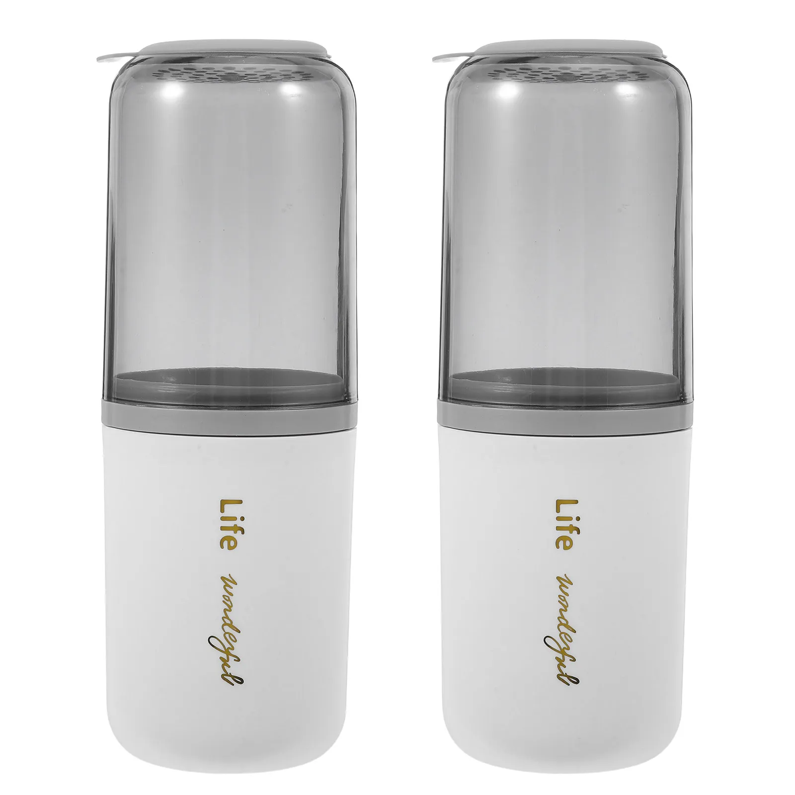 2Pcs Travel Toothbrush Storage Containers Portable Toothpaste Holder Cup Drainage Hole Lightweight Organizer for Camping Gym