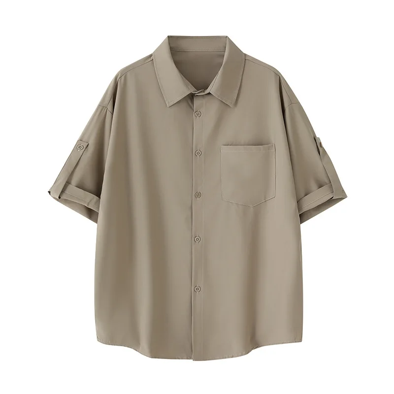 Chemise à Manches Courtes pour Homme, Vêtement Simple, Haut de Gamme, Solide, Design Décontracté et Polyvalent, Nouvelle Collection Été 2024