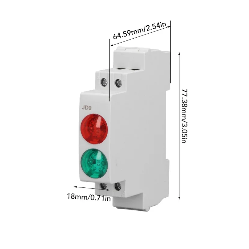 DIN Rail Signal Lamp Red Green Dual Lights Rail Type LED Indicator Light For Distribution Box CNC Lathe AC DC 230V