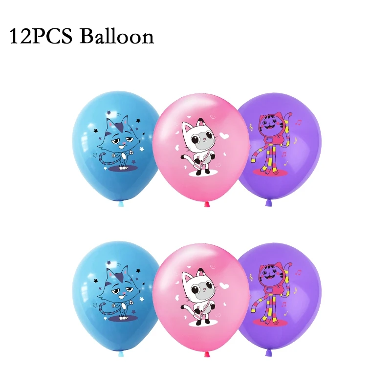 Gabby Puppenhaus-Dekorationen, Geburtstag, Katze, Partyzubehör, Luftballons, Set, Teller, Tasche, Einladungsset, Geschenk, Tischdecke, Mädchen-Themenbanner