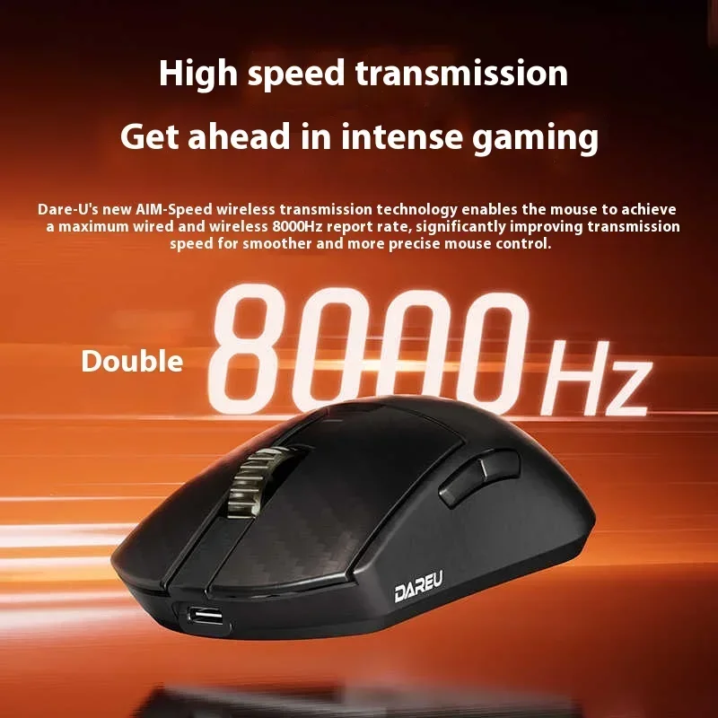 

Dareu A950Ultra Esports Mouse Carbon Fiber Wireless Tri-mode AIM-750U 500mAh 8000Hz Nordic 52840 Accurate Lightweight PC Mice