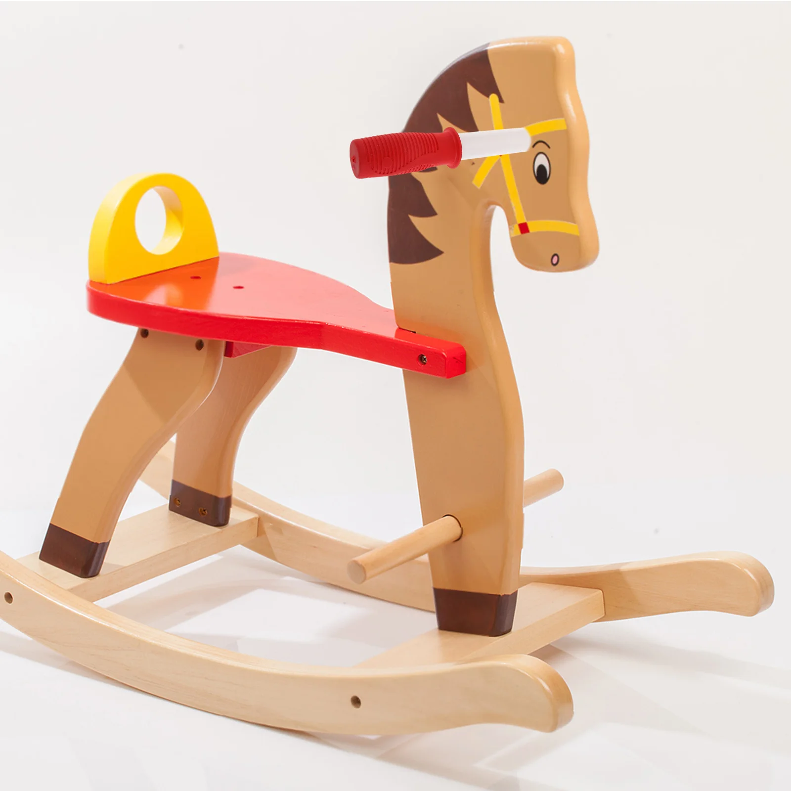 

Riding Horse Handle Replacement Wooden Hand Grips Ergonomic Non-Slip for Toddlers DIY Small Horse Riding Accessories