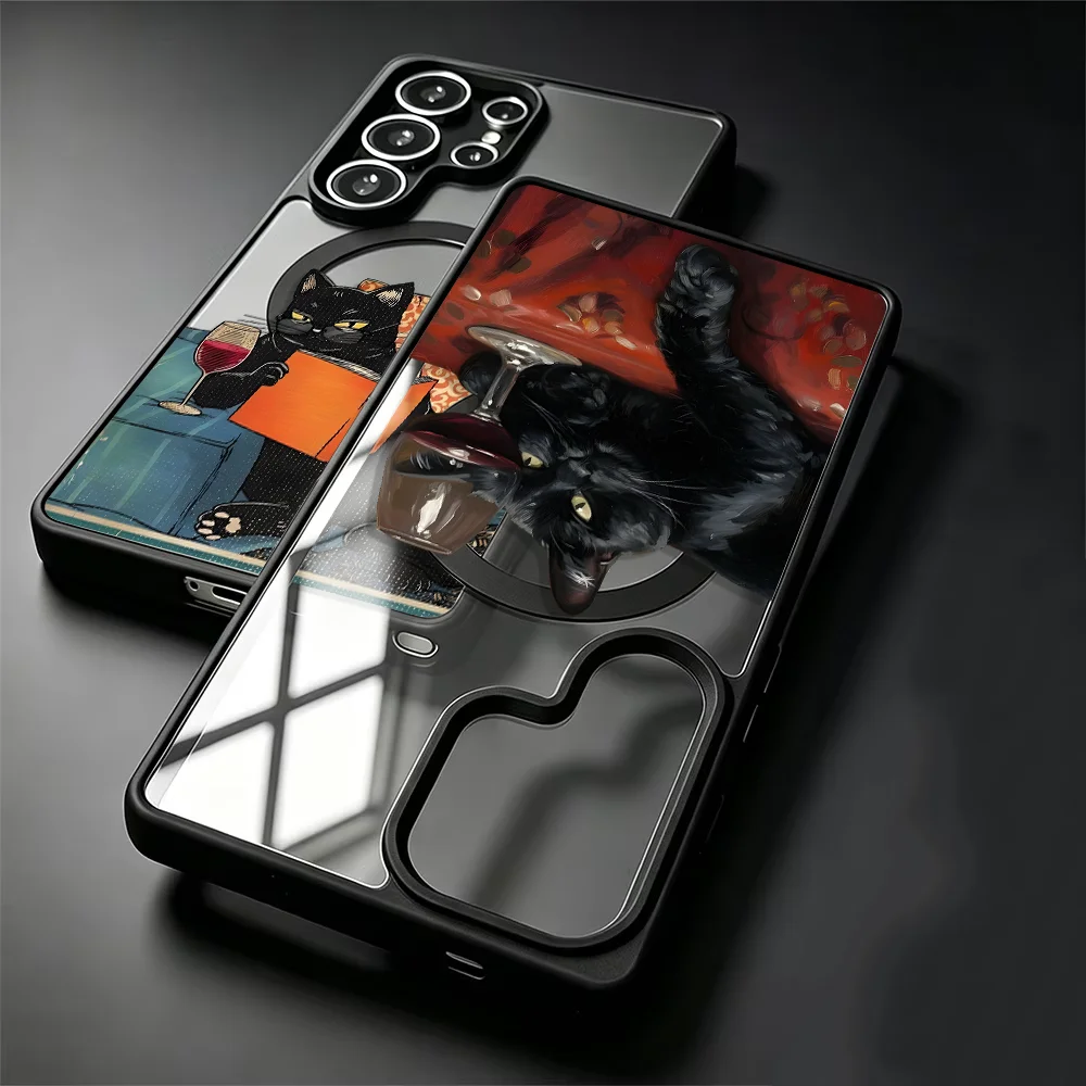 Back Phone Cover Magsafe Case for Samsung Galaxy S26 Ultra S23+ S24+ S22 S24 FE S22+ S26+ S25 Plus S23 S25+ Creative Kitten
