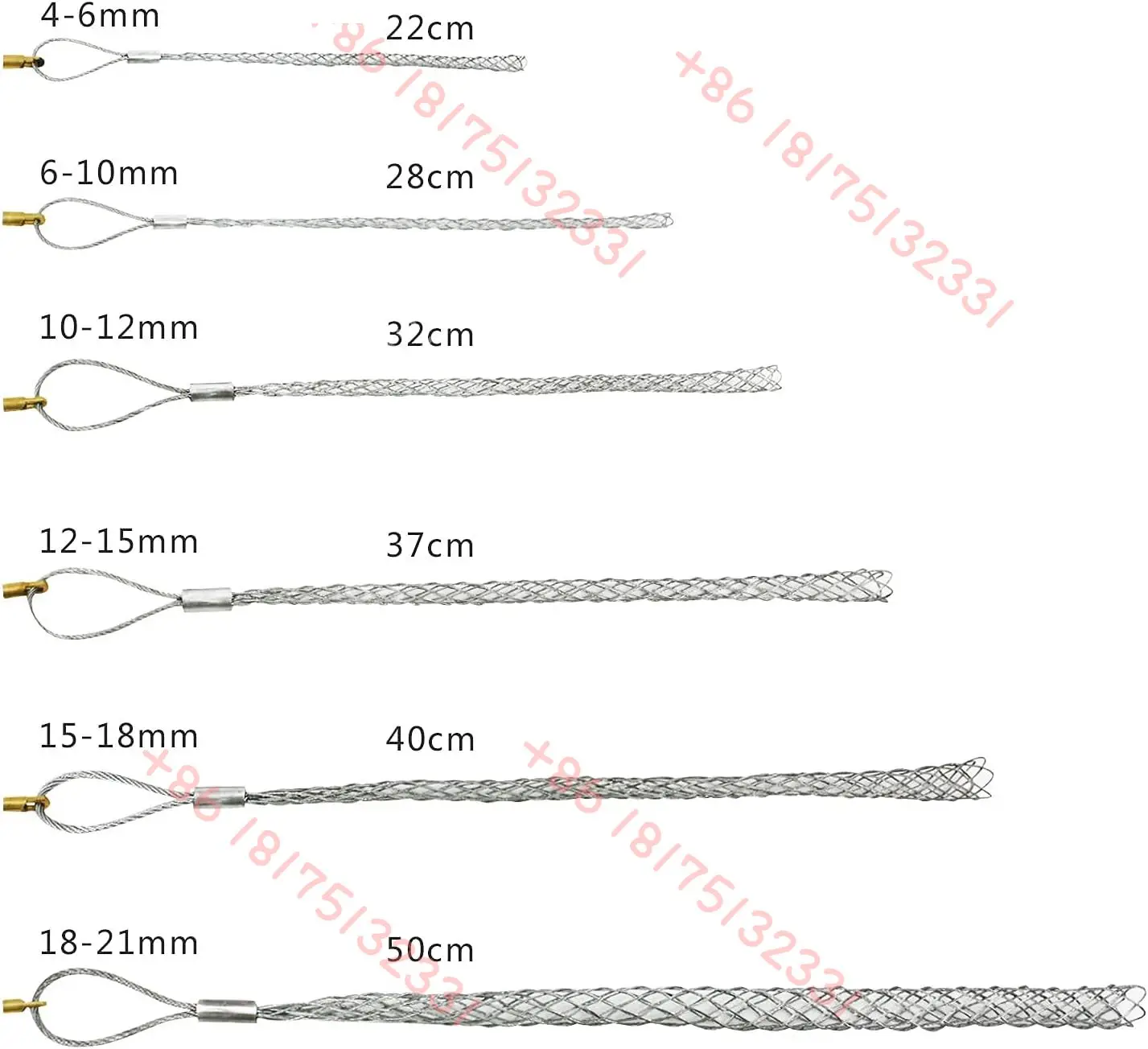 6-9mm Cable Pulling Grip Sock with 5mm Nut Flexible Eye
