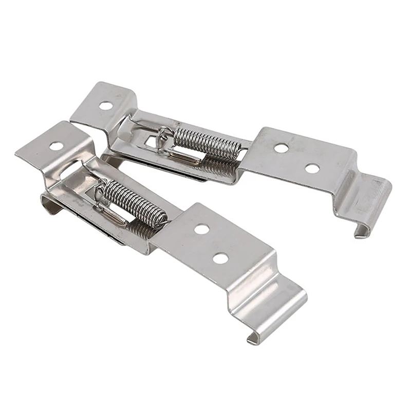 2PCS  Stainless Steel Bracket Cars Frame Holder Clamps Trailer Number Plate Clips Rectangular Car License Plate Spring Loaded