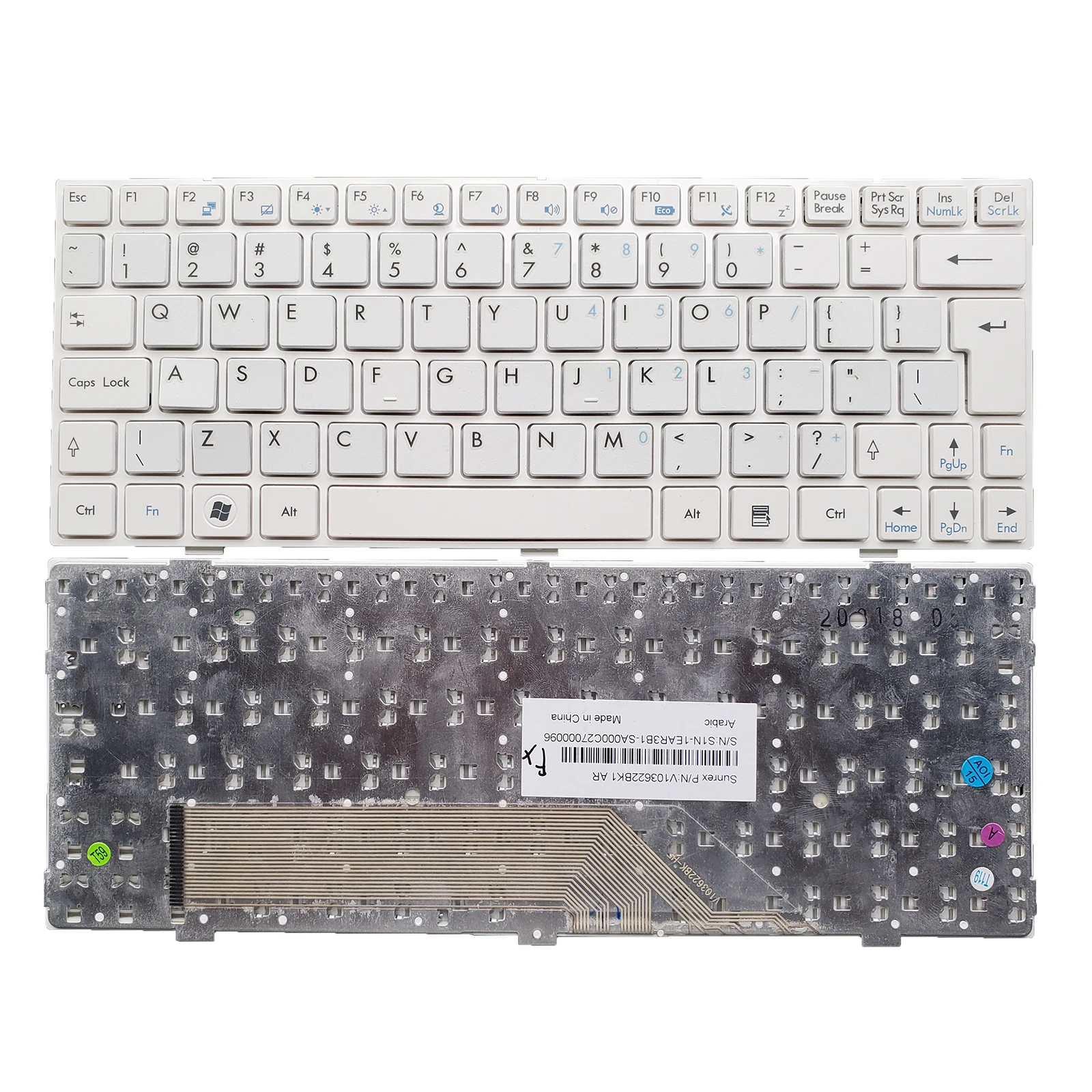 

white Keyboard for MSI Wind U135 U160 U135DX U160DX U160MX MS-N082 U180 - V103622AK1