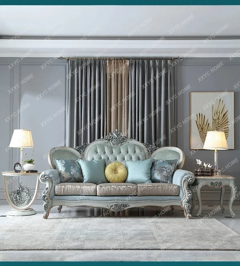 S132  Flannel Sofa High-End First Layer Cowhide  Leather Luxury Sofa